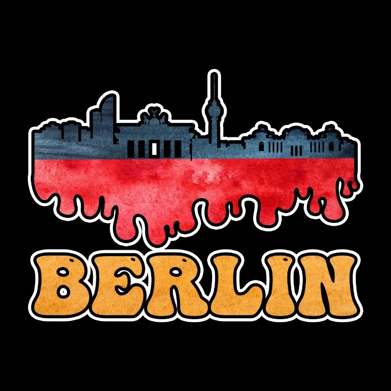 Berlin Germany City Skyline Splash Flag