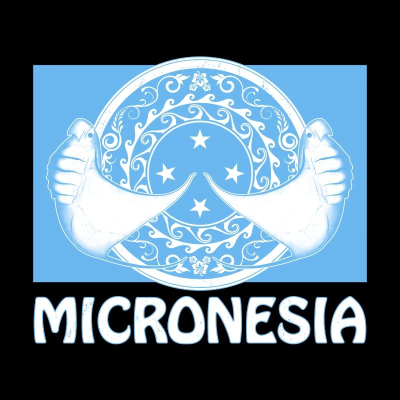 Flag of Micronesia and manta rays