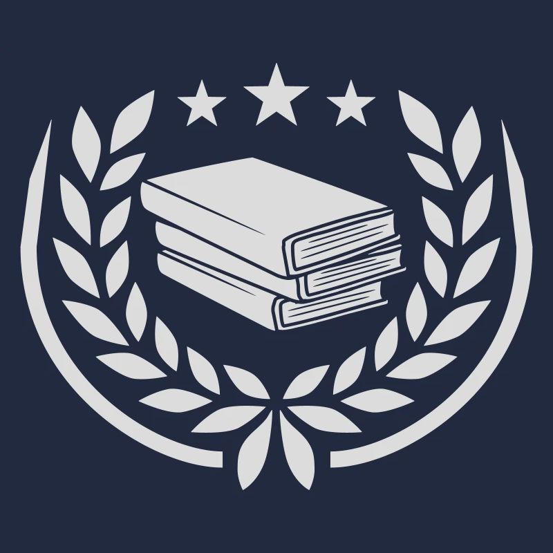 Sterne Lorbeerkranz gestapelte Bücher