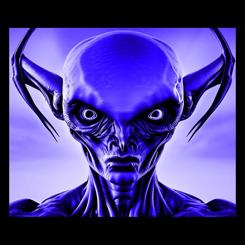 Alien with Green Eyes Design - Blue