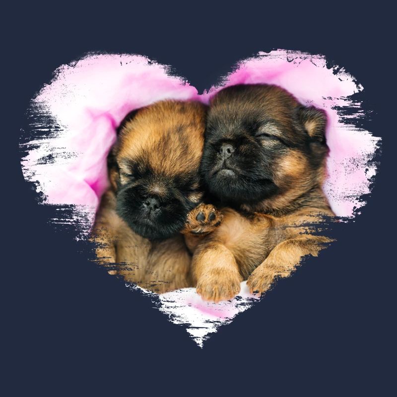 deux petits chiots mignons dans un cœur