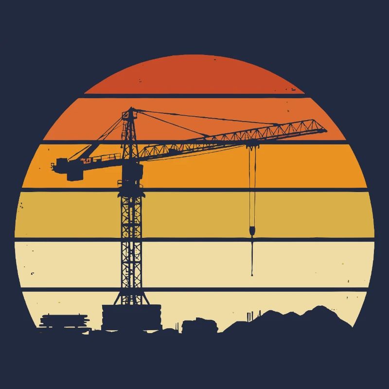 Crane Operator Retro Design – Construction Site & Construction Crane
