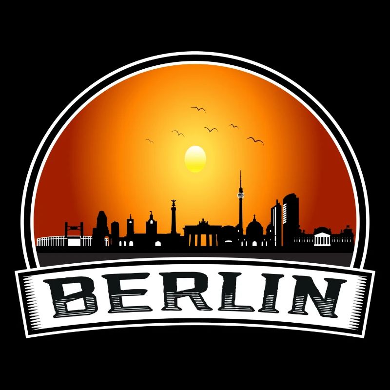 Berlin Skyline Retro Sun lettrage