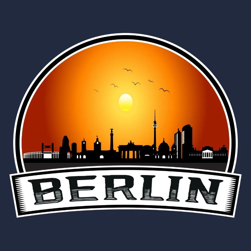 Berlin Skyline Retro Sun lettrage