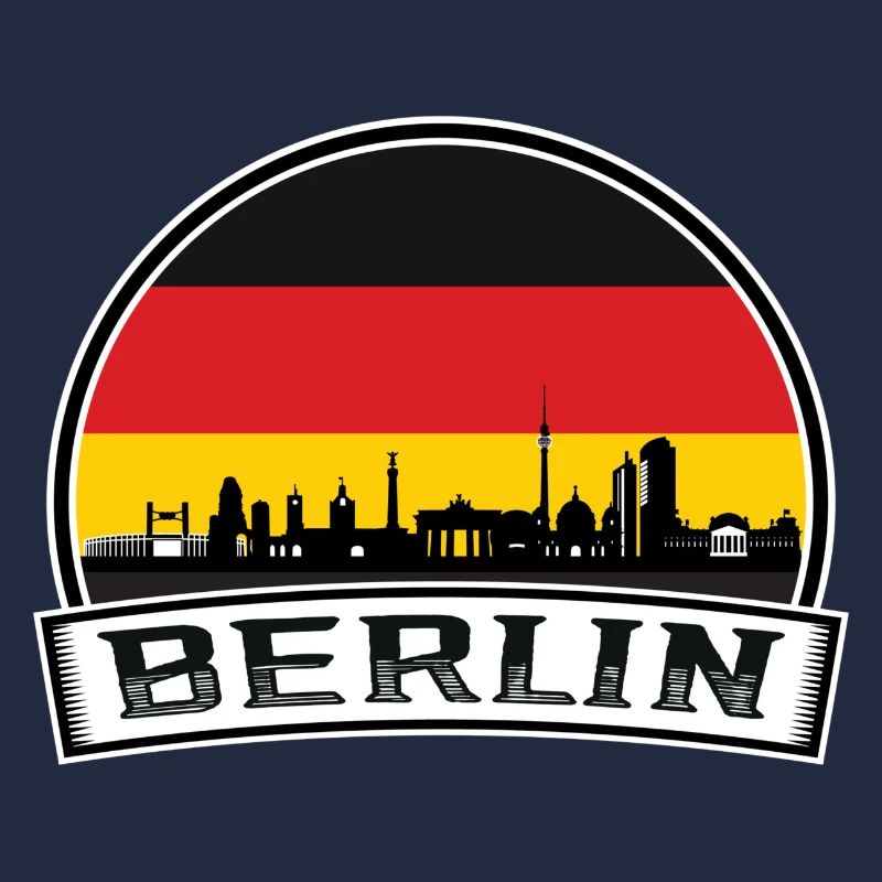 Berlin Skyline Retro Sun lettrage