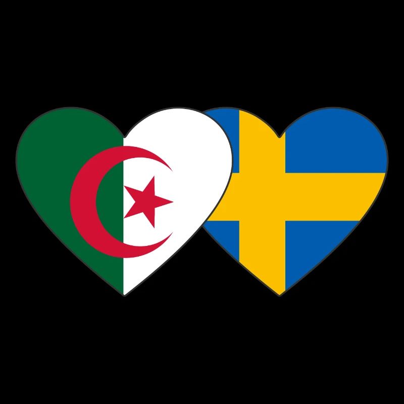 Algérie Suède Drapeau Coeur