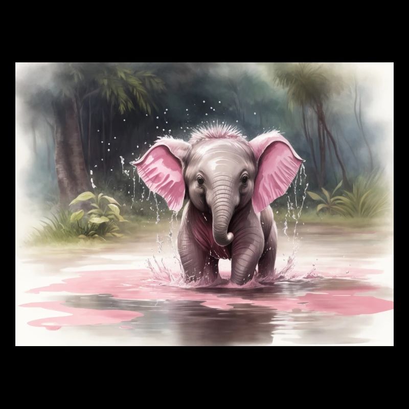 gray elephant with pink ears