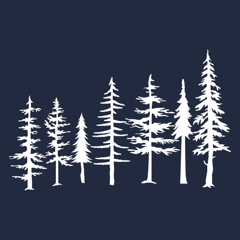 Monochrome Pine Forest Silhouette