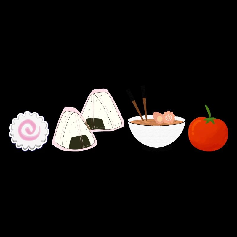 NaruSasu SasuNaru design avec ramen, tomate onigiri