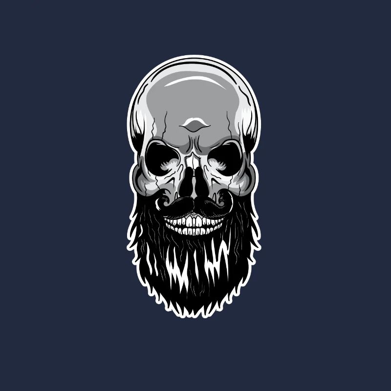 Skull beard bald head skeleton