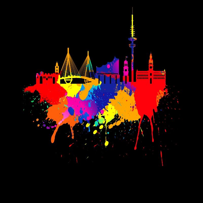 Hamburg Skyline Bunte Farben Malerei Kunst Perle