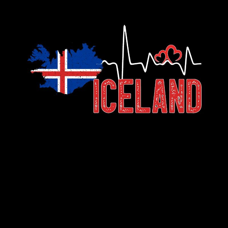Iceland Flag Map Heartbeat for Icelandic Pride