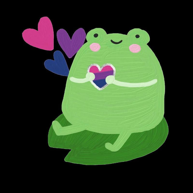 Grenouille douce avec des couleurs de drapeau de fierté bisexuelle