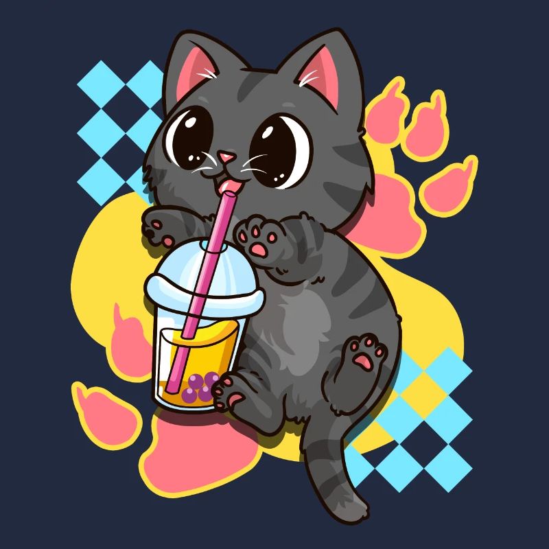 Cute Cat Boba Tea Bubble Tea Japanese Anime Kawaii