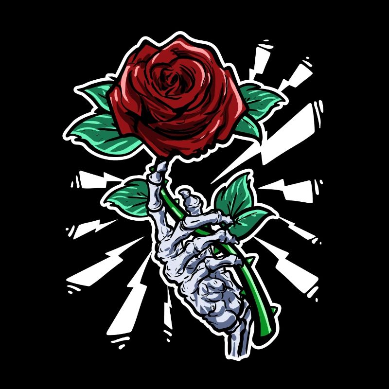 Tatouage Squelette Rose Fleurs Art Corporel