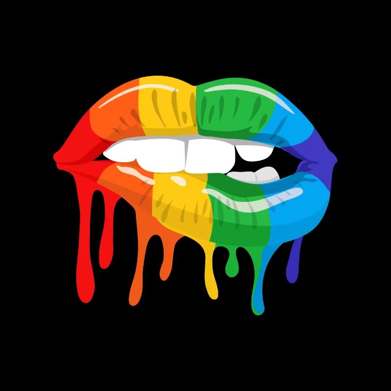 Rainbow Lip Bite LGBT Pride Month Gay Bi Trans