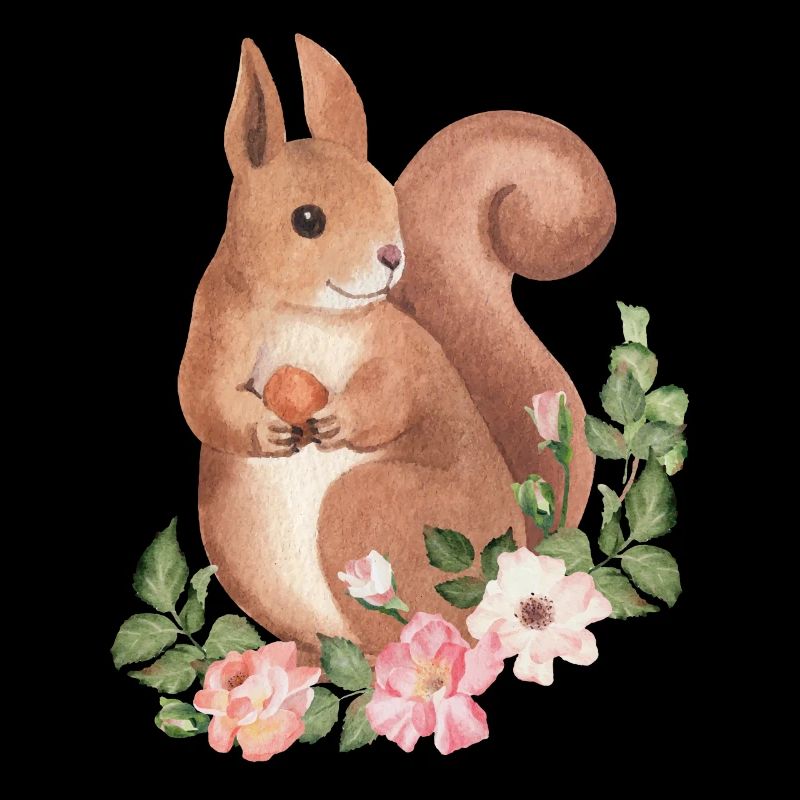 Squirrel Acorn Flower Floral
