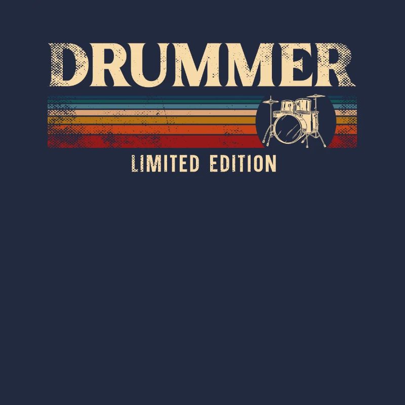 Drummer Drum Set Vintage Retro