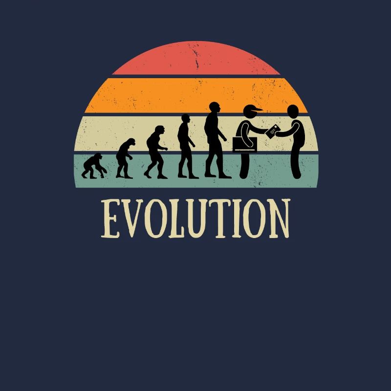 evolution vintage postman humor mail man