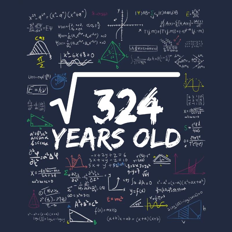 Square Root of 324 18TH Funny Math Birthday