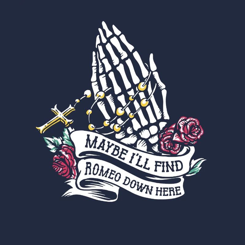 Roméo Gothic Bones Squelette Roses Mort Tombe
