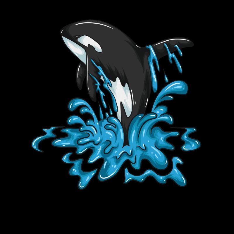 Freudiger Wal Orca Springt Glücklicht Waldesign