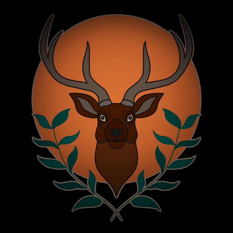Red deer antlers with deer antlers