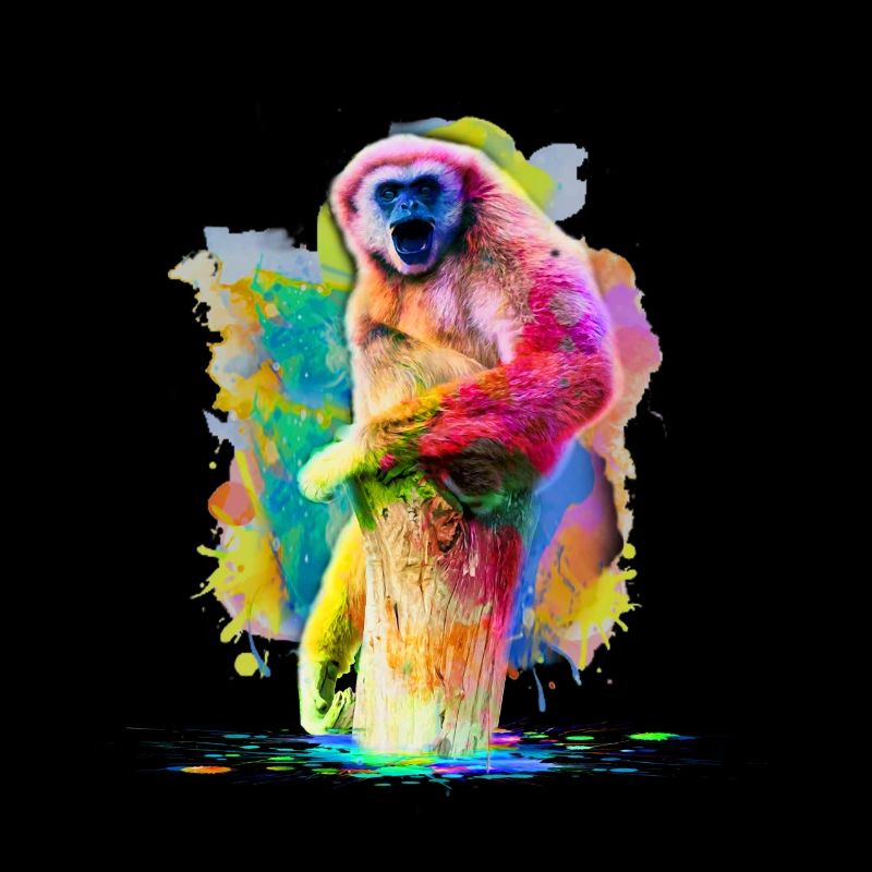 Gibbon Monkey Trunk Aquarelle Idée Cadeau Cadeau