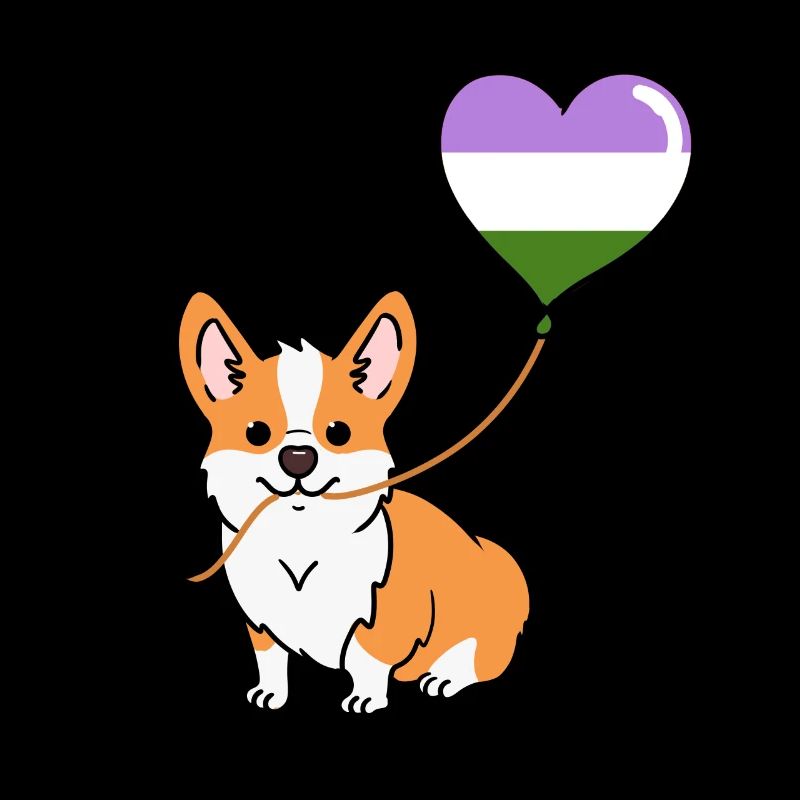 Corgi mit Genderqueer Ballon
