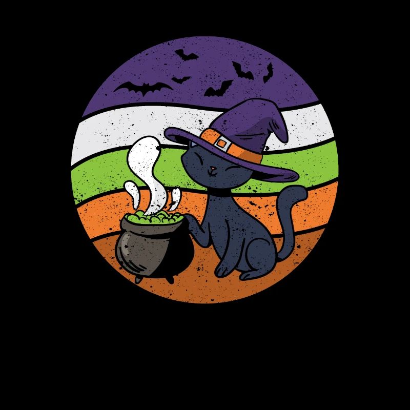 Halloween Effrayant Mignon Chat Noir Sorcière Chapeau Drôle