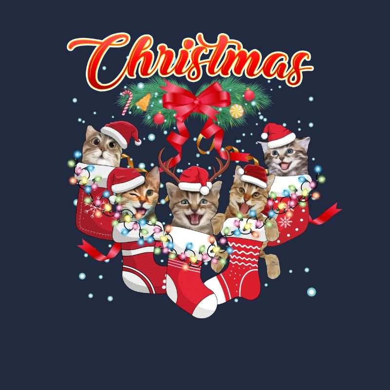 Chats de Noël - Chats mignons en bas de Noël