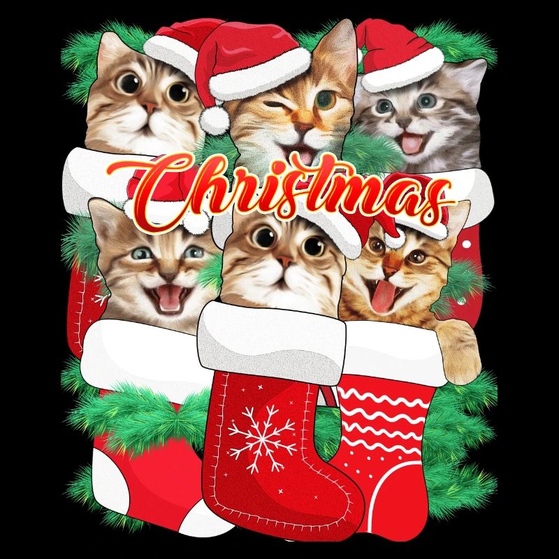 Expressions faciales de chat mignon - Chat de Noël