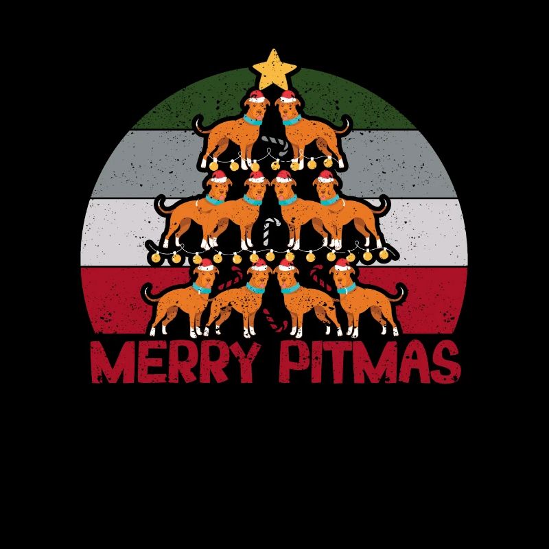 Happy Pitmas Pitbull Dog Merry Christmas Tree