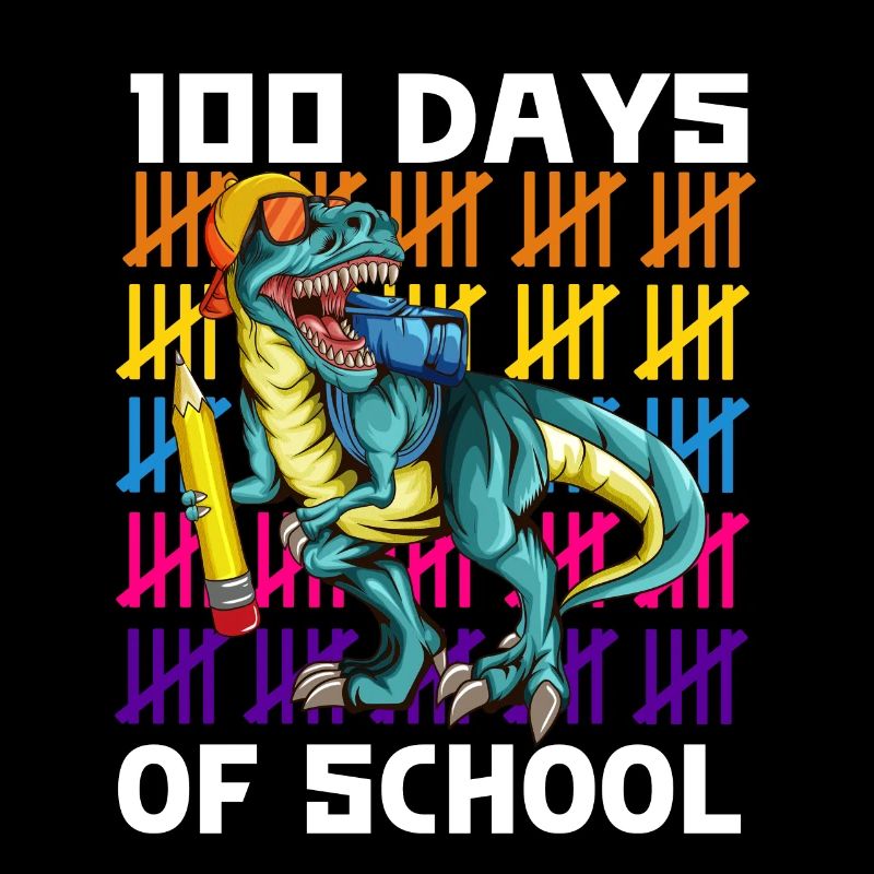 Schule 100 Tage Kinder Dino T-Rex Feiershirt