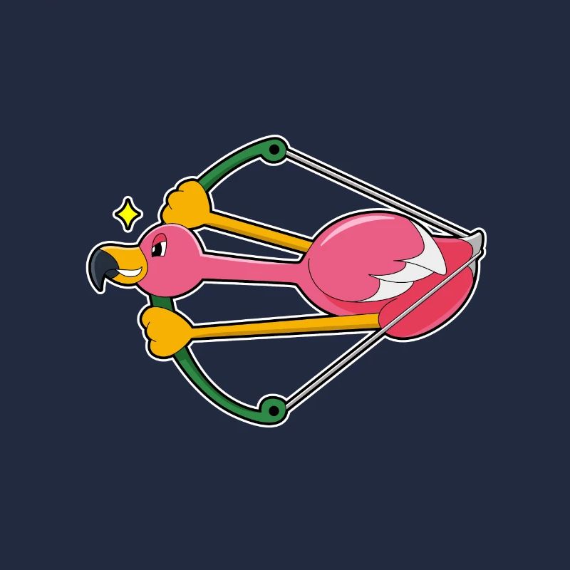 Flamant rose comme une flèche avec arc