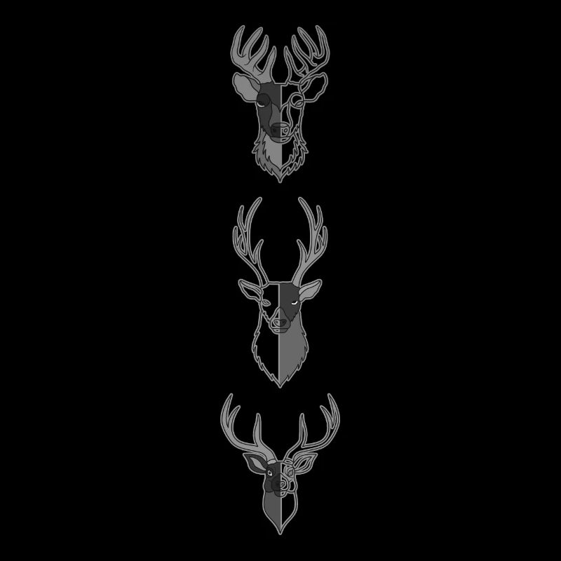 Three Grey Deer - Forest Animal Graphic Design