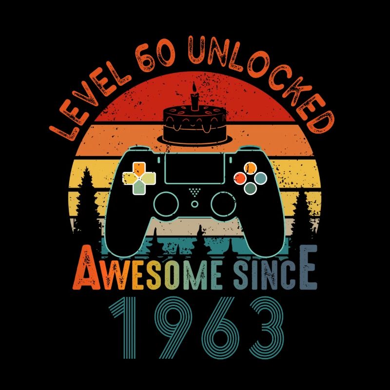 Level 60 Unlocked Awesome Since 1963 Funny Gamer