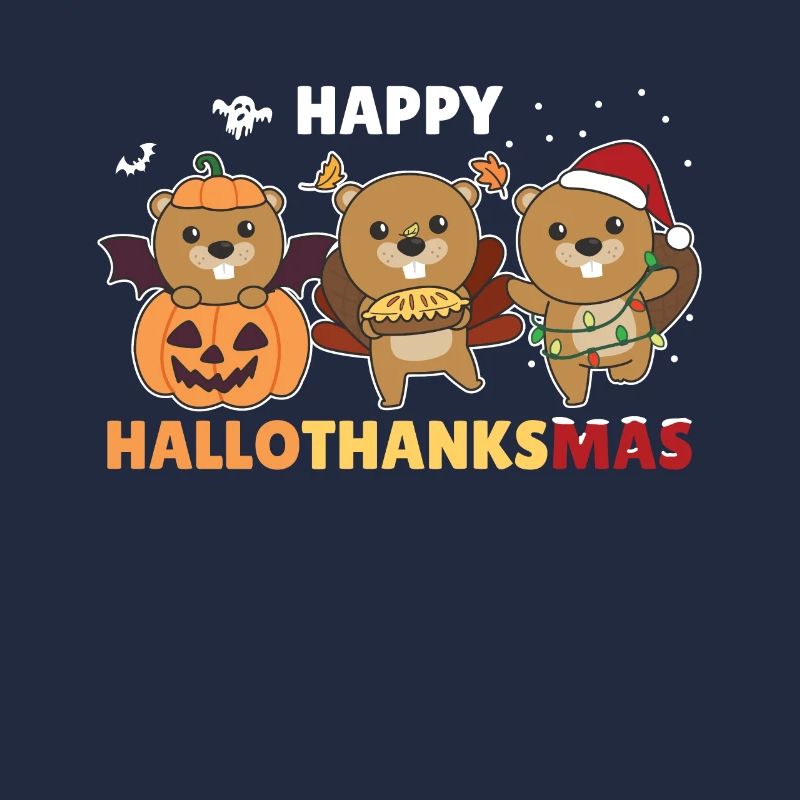 Happy Hallothanksmas Beaver Christmas Beaver