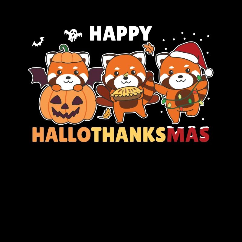 Joyeux Hallothanksmas Pandas De Noël Panda Rouge