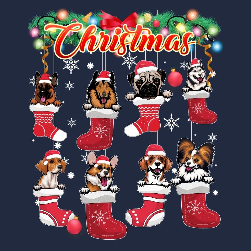 Chiens mignons de Noël en bas