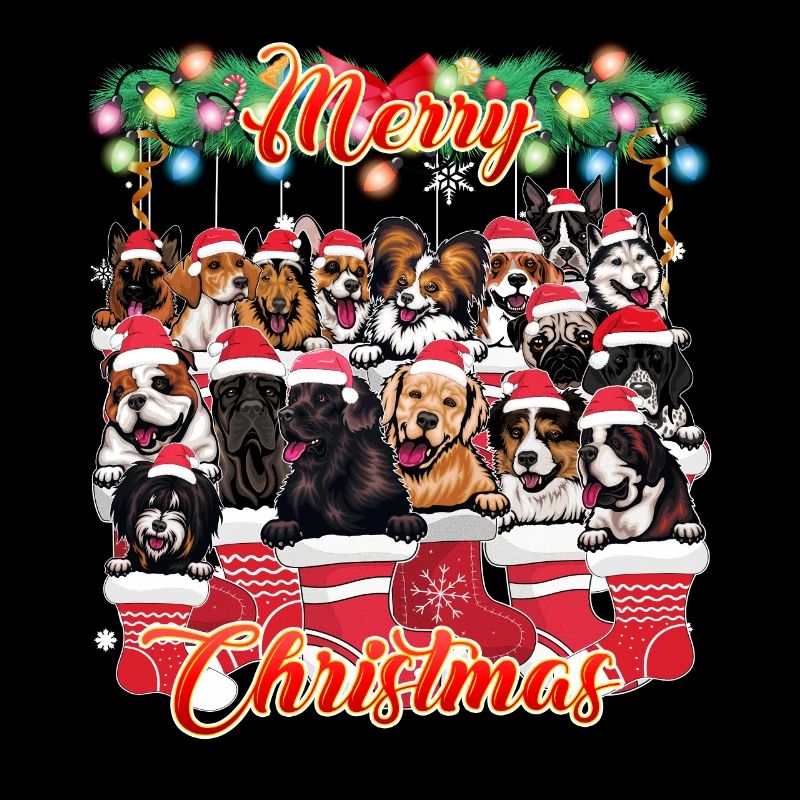 Chiens comme décor de Noël - Chiens mignons Noël