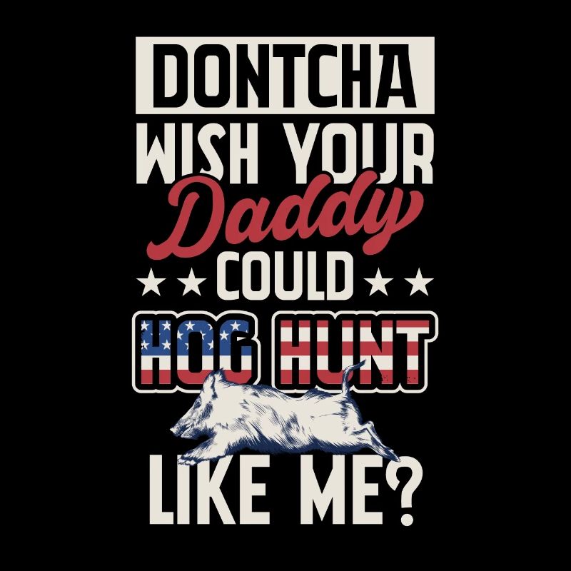 US Flag Wild Boar Hunting Father Hunter
