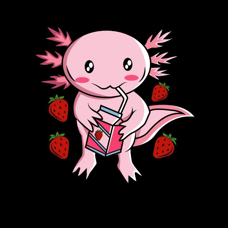 Kawaii Axolotl Erdbeermilch Milchshake Anime