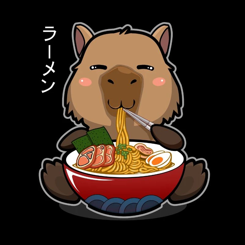 Kawaii Capybara mangeant des ramen d’un jeu de mots Ramen Bowl