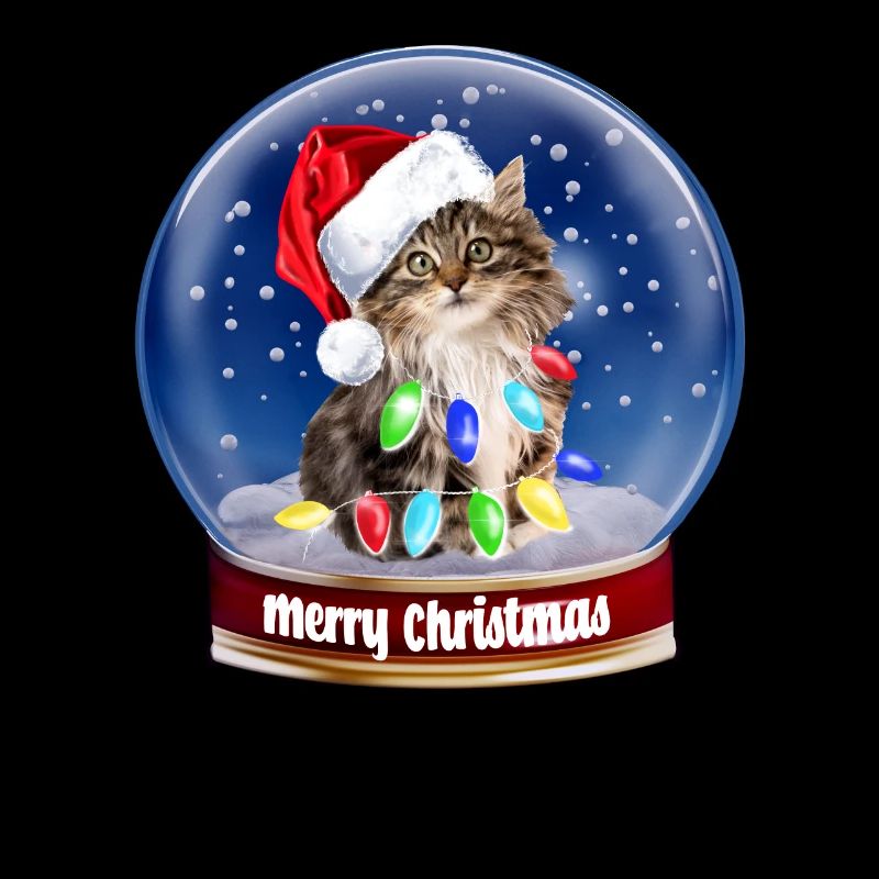 Frohe Weihnachten Langhaar Katze Schneekugel Weihnachtsmann