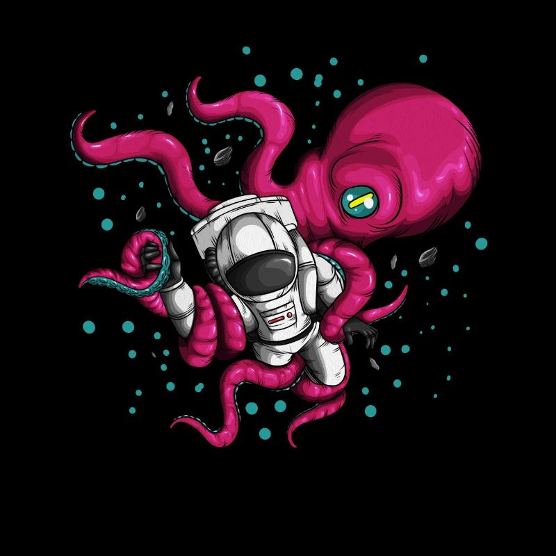 Costume spatial avec extraterrestre et cosmonaute pieuvre