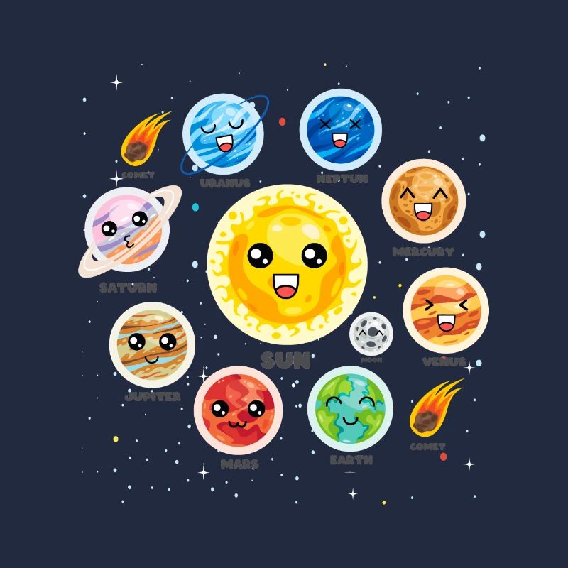 Solar System Planets Science Cute Realistic Space