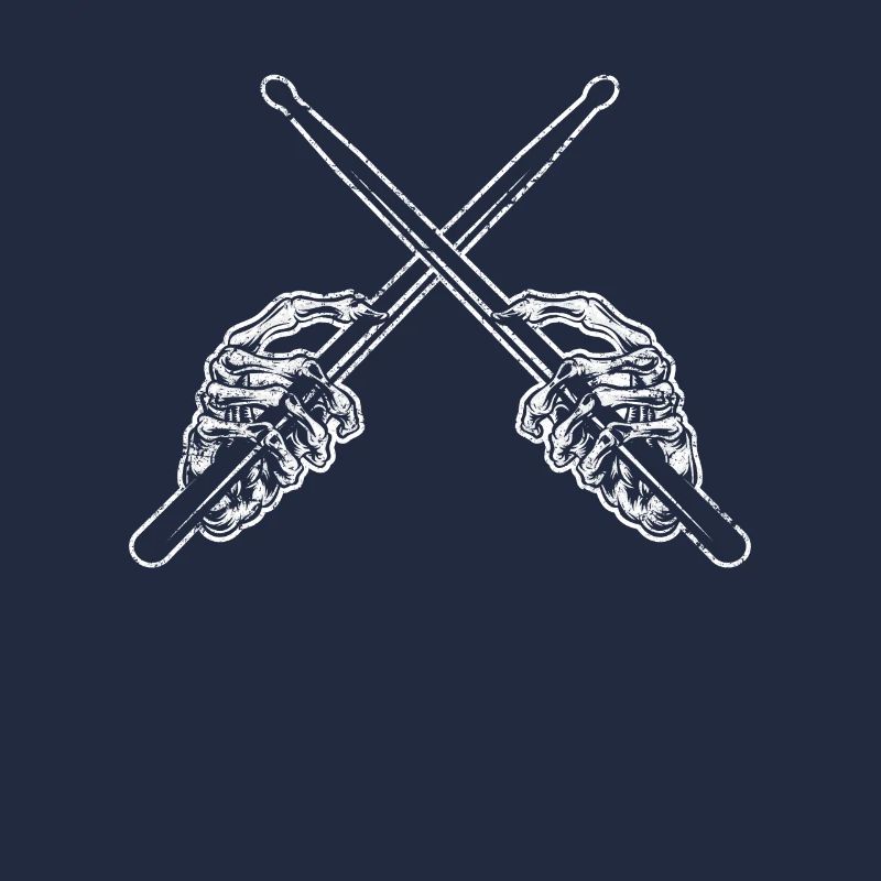 Drummer Drum Sticks Rock & Roll Skeleton Horns Per