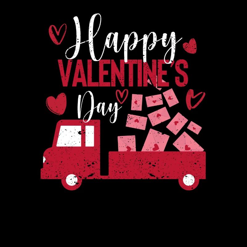 Joyeuse Saint-Valentin Camion rouge avec courrier postal