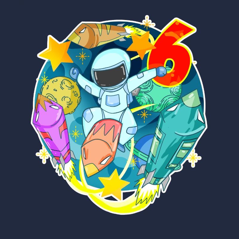 6th birthday 6 years young astronaut universe